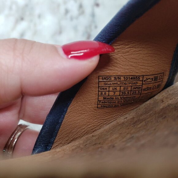 UGG Australia Amell Open Toe Canvas Lace Up Espadrille Wedge 1014955 Blue Sz 8.5 - Picture 12 of 14